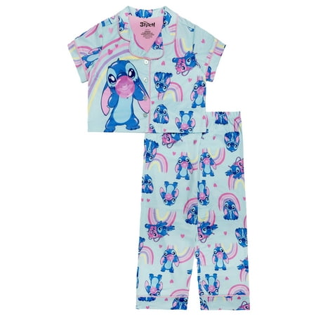 Lilo & Stitch Girls Button Front Top and Pants Pajama Set, 2-Piece Now $8.00 at Walmart