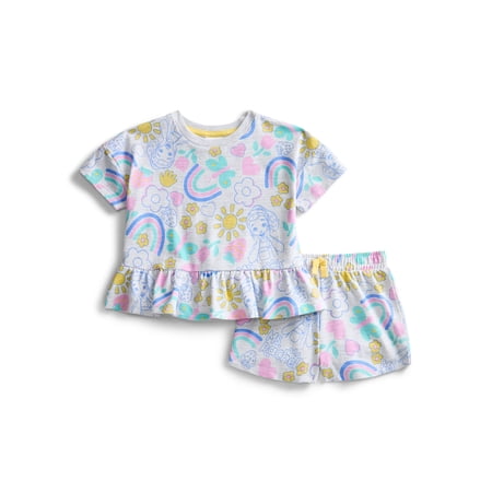 Ms. Rachel Toddler Girls' Short Sleeve Graphic Tee and Matching Ruffle Shorts Set Now $9.00