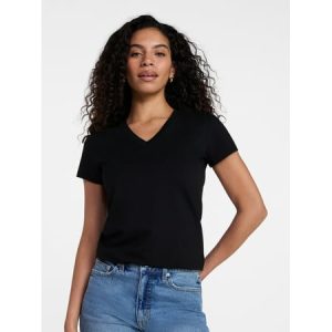Time and Tru Women's Slim V Neck Tee with Short Sleeves Now $3.97 at Walmart