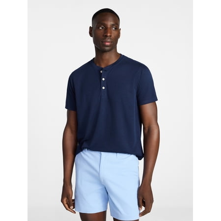 George Men's & Big Men's Relaxed Fit Knit Cloth Henley Shirt with Short Sleeves Now $9.98