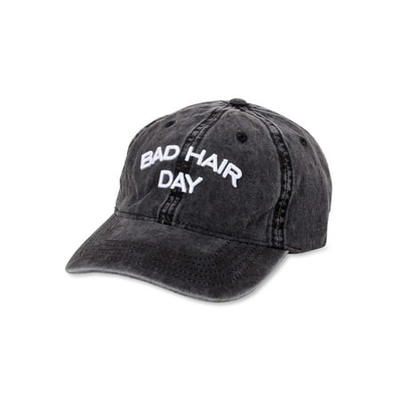 Time and Tru Women's Washed Cotton Twill Embroidered Bad Hair Day Baseball Hat Black Now $9.97
