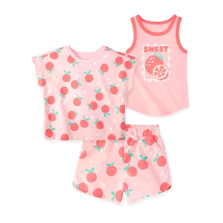 Garanimals Newborn, Baby & Toddler Girl Cotton Terry 3-Piece Set, Tank, Tee & Pull-On
