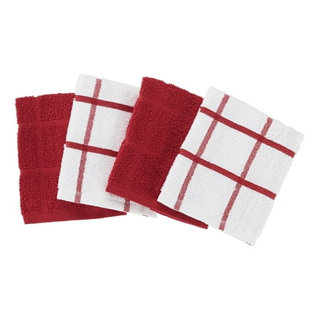 Mainstays 4-Pack 12”x12” Woven Kitchen Dish Cloth Set, Red Sedona Now $3.58