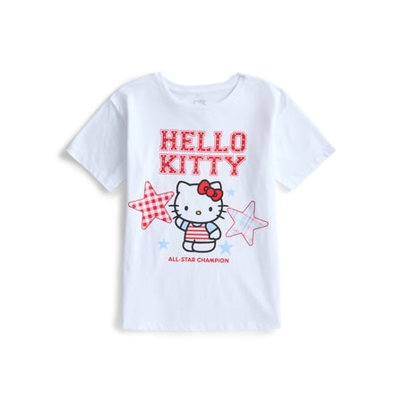 Sanrio Girls Hello Kitty Americana Patriotic Graphic Tee with Short Sleeves Now $4.40