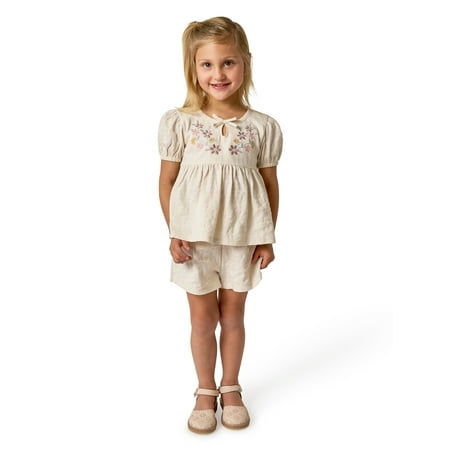 Modern Moments by Gerber Toddler Girl Puff Sleeve Outfit Set, 2-Piece, Sizes 12 Months