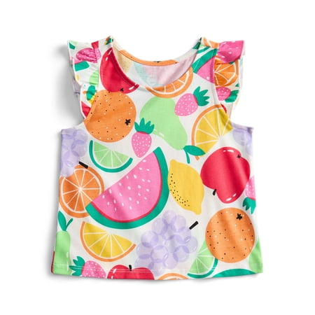 Wonder Nation Toddler Girls Printed Tank Top with Ruffle Sleeves Now $4.98