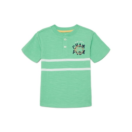 Wonder Nation Toddler Boy's Short Sleeve Striped Henley T-Shirt Now $7.49