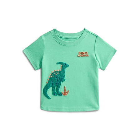 Wonder Nation Baby Boy Short Sleeve Chenille Detail T-Shirt, Months Now $6.98
