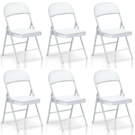 SUGIFT Deluxe Padded Seat and Metal Back Folding Chairs, White, 6 Pack Now $109.00