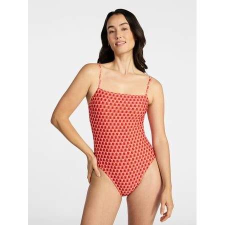 Time and Tru Women's and Women’s Plus Square Neck One-Piece Swimsuit Now $14.11 at Walmart