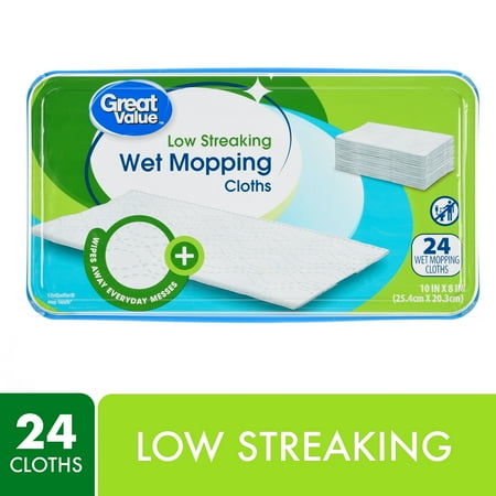 Great Value Low Streaking Wet Mopping Cloths, 24 Count Now $7.47