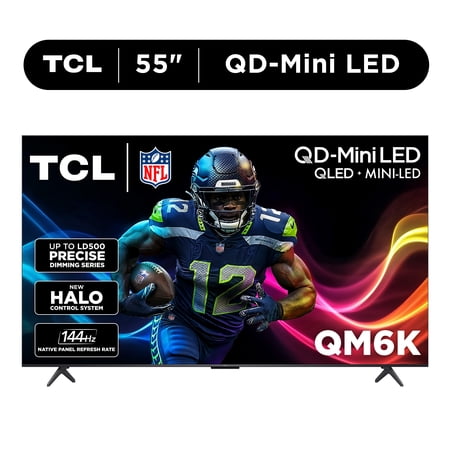 TCL 55" Class QM6K Series QD-Mini LED QLED 4K UHD HDR Smart Google TV - 144Hz Now $448.00