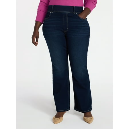 Terra & Sky Women's Plus Size Pull On High Rise Bootcut Jeggings, 31" Inseam