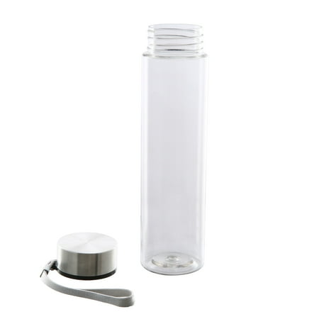 Mainstays 18 oz Plastic Clear Water Bottle Stainless Steel Screw Cap Lid with Strap Now $1.00