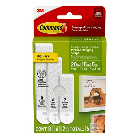 Command Picture Hangers Variety Pack, Holds 5 to 20 lbs, White, Damage-Free Hanging, 16