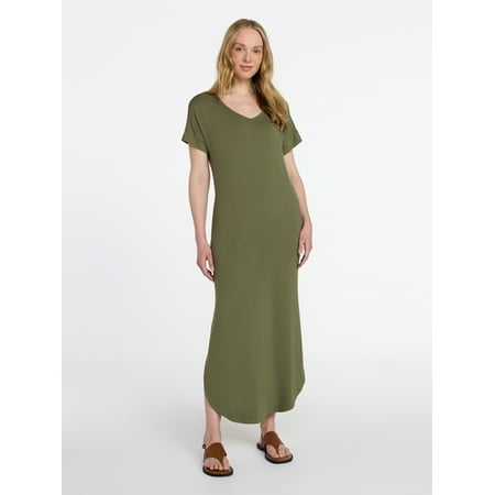 Time and Tru Women's T-Shirt Maxi Dress with Short Sleeves Now $9.72 at Walmart