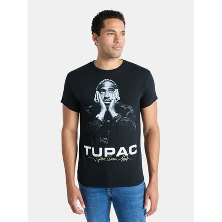 2Pac Men's and Big Men's Tupac Shakur Signature Cotton Graphic Tee