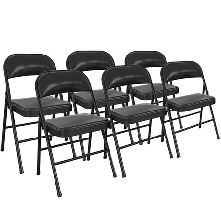 SUGIFT Folding Chairs with Padded Seats, Folding Chairs 6 Pack, Black Now $110.67 at Walmart