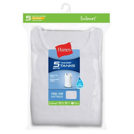 Hanes EcoSmart Boys' Tank, 5-Pack White S Now $8.98