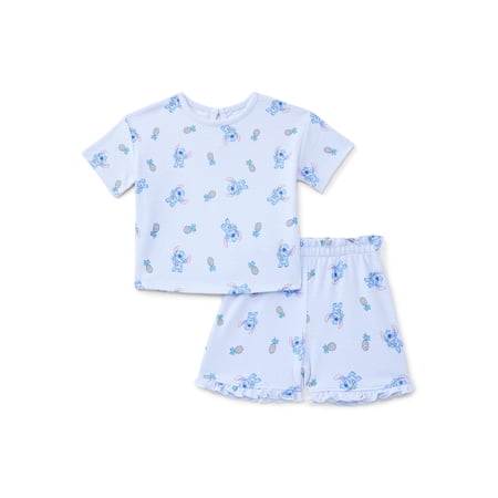 Lilo & Stitch Baby Girls Pineapples Textured Knit Top and Ruffle Shorts Set, 2-Piece Now $9.09