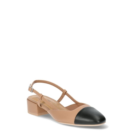 Time and Tru Women's Faux Leather Block Heel Slingbacks Now $8.87