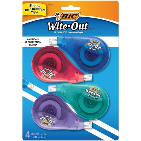 BIC Wite-Out EZ Correct Correction Tape, 39.3' Tape, School Supplies, White, 4-Count Now $5.97