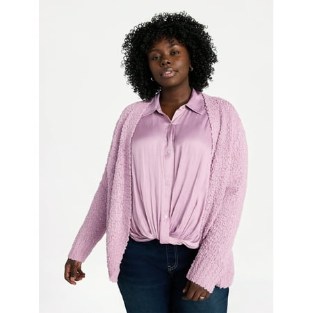 Terra & Sky Women's Plus Size Chenille Cocoon Cardigan Sweater, Midweight Now $10.32