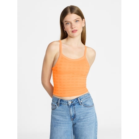 No Boundaries Cropped Textured Stitch Tank Top, Women's XXS-XXL Now $6.98