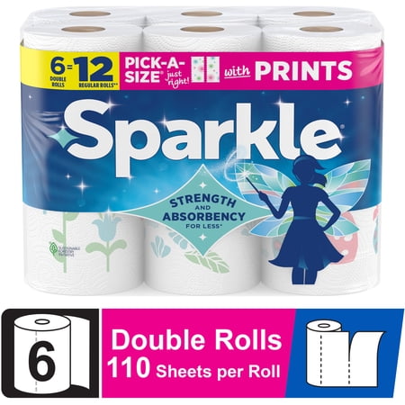 Sparkle Pick-A-Size Paper Towels, Multi-Color, 6 Double Rolls, 110 Sheets per Roll Now $6.97