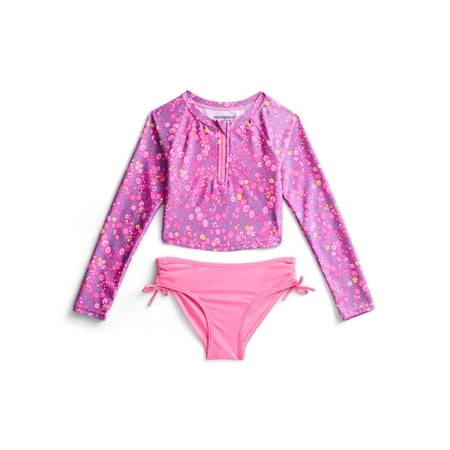 Weekend Academy Girls Long Sleeve Rash Guard and Bottoms Swim Set, 2-Piece Now $9.98