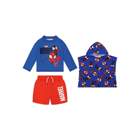 Character Toddler Boy Rash Guard Swim Set with Coverup, 3- Pieces Now $12.99