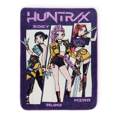 KPOP Demon Hunters Kids Throw Blanket Featuring Zoey, Rumi, & Mira, Purple & Pink Now $7.97