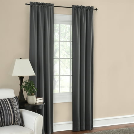 Mainstays Solid Blackout Curtain Panel Pair, Set of 2, Charcoal Gray, 30”W x 84”L Now $9.00