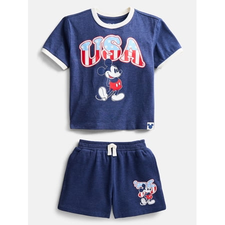 Disney Toddler Boys Mickey USA Graphic Tee and Shorts Set, 2-Piece Now $9.00