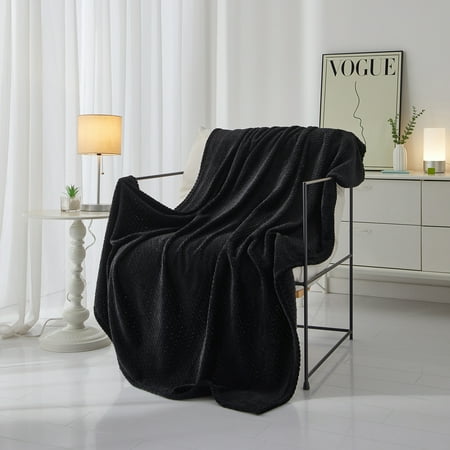 Mainstays Cozy Textured Plush Throw Blanket, BlackAll Ages Now $9.82