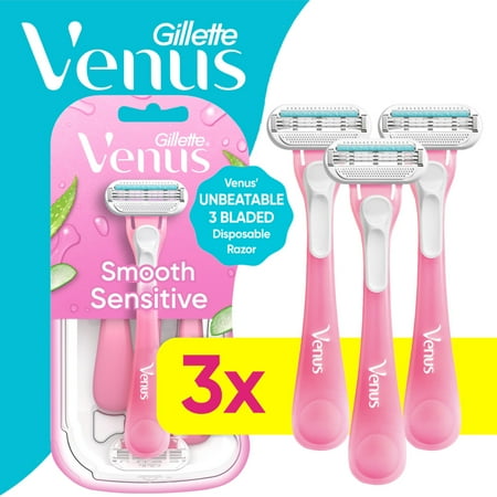 Venus Sensitive Women's 3 Blade Disposable Razor, 3 count, Pink Now $6.94