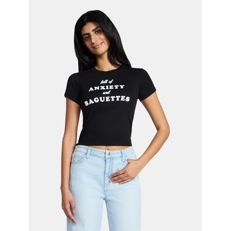 Full of Anxiety Women's Graphic Baby Tee with Short Sleeves Now $2.57