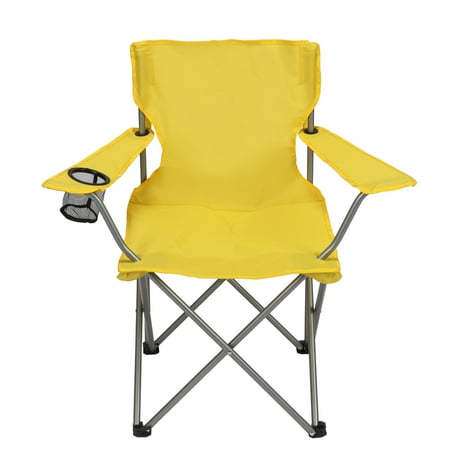 Ozark Trail Quad Folding Camp Chair with Cup Holder, Yellow Gold Now $8.97