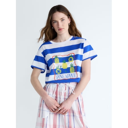 Free Assembly Women's and Women's Plus Cotton Cropped Boxy Tee with Short Sleeves Now $6.00