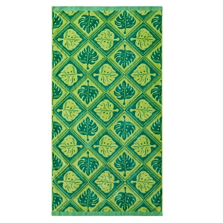Better Homes & Gardens Coastal Elegant Tile Green Cotton-Blend Beach Towel Now $5.00