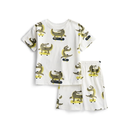 Wonder Nation Toddler Boys Short Sleeve Top and Shorts Outfit Set, 2-Piece Now $7.98