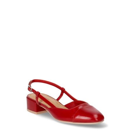 Time and Tru Women's Faux Leather Block Heel Slingbacks Now $8.81