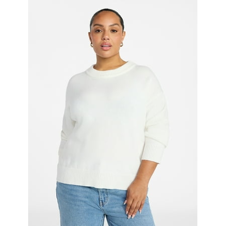 Terra & Sky Women's Plus Size Crewneck Pullover Sweater Now $4.04
