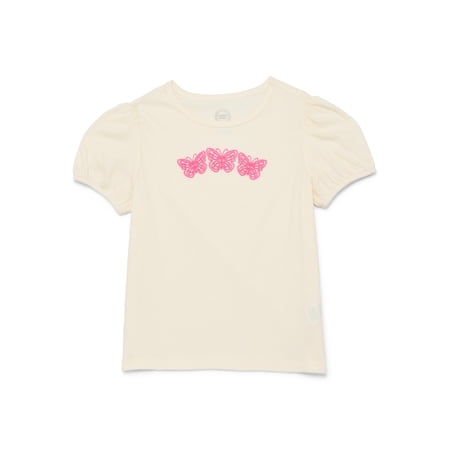 Wonder Nation Girls Crinkle Jersey Tee with Short Sleeves Now $3.59