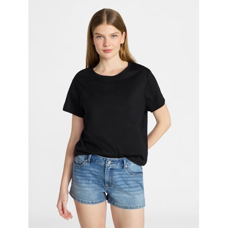No Boundaries Cropped Cotton Tee with Short Sleeves, Women’s XXS-XXL Now $4.19
