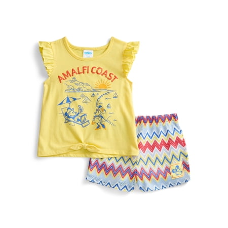 Minnie and Friends Toddler Girls Short Sleeve Tee and Crochet Shorts Set, 2-Piece Now $9.00