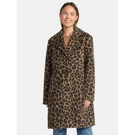 Time and Tru Women's and Women's Plus Faux Wool Boyfriend Coat Now $34.99
