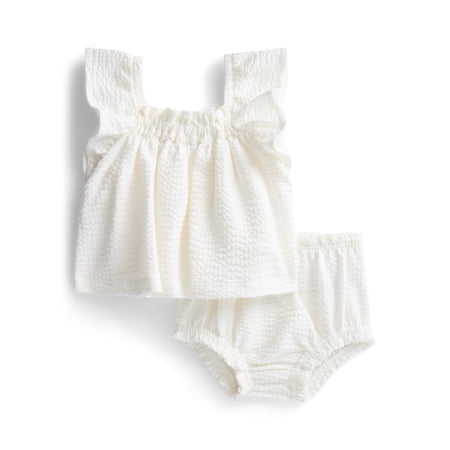 Wonder Nation Baby Girls Seersucker Romper & Bloomers with Flutter-Sleeve, 2-Piece Now $7.13