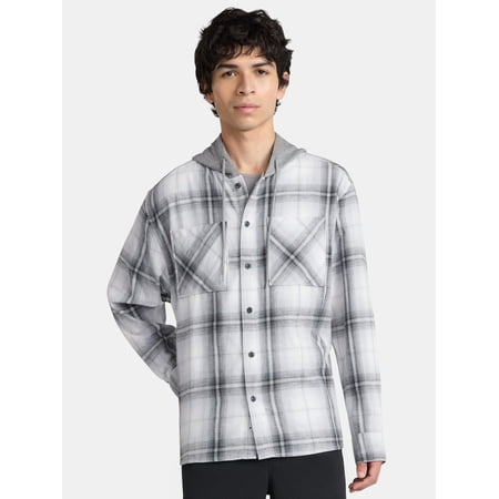 No Boundaries Men's & Big Men's Hooded Flannel Shirt with Long Sleeves Now $4.65