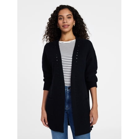 Time and Tru Women's Open Front Cardigan Sweater with Long Sleeves Now $4.33